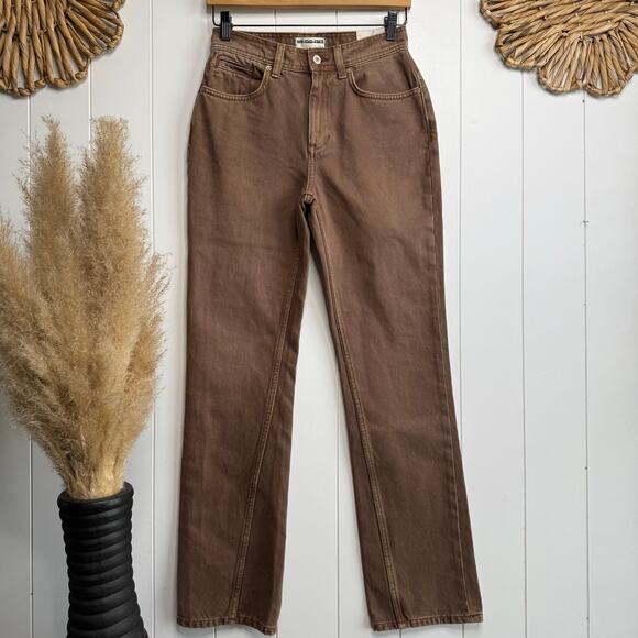 Free People Brown Straight Leg Jeans with Tailored Fit - Picture 2 of 8